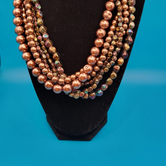 Luxurious Brown and Gold Multi-Strand Necklace - Picture 4 of 6